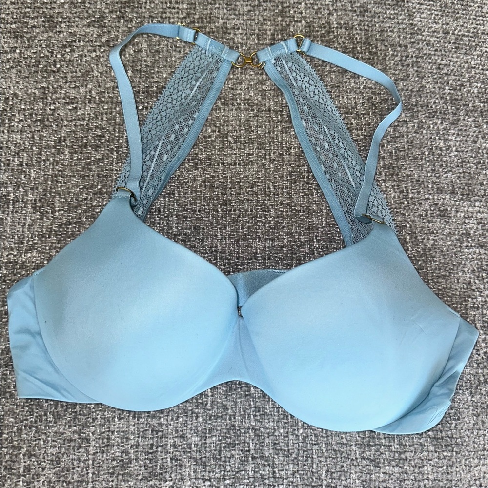 Incredible by Victoria’s Secret Lined Demi Bra- Blue w/ Lace